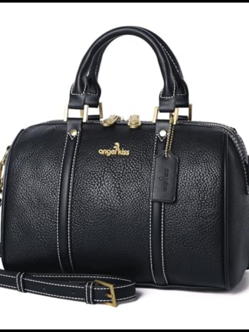 Vegan Leather Satchel Purse Barrel Bag Crossbody Shoulder Handbag